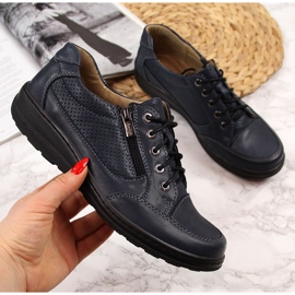 Sapatos femininos de couro com zíper azul marinho Helios 357 azul-marinho 2