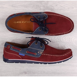 Mocassins casuais masculinos de couro borgonha Gregor vermelho 1
