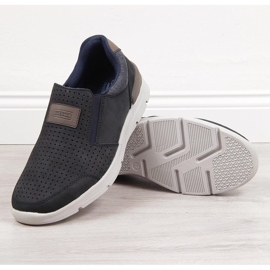Sapatos de homem de couro vazado, azul marinho Rieker 16455 2
