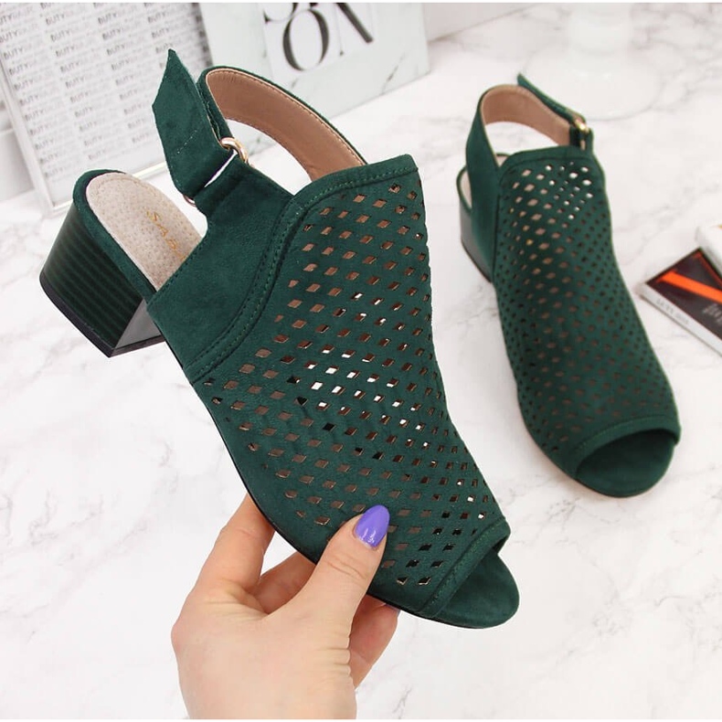 Sandálias femininas verdes vazadas verdes Sabatina 2