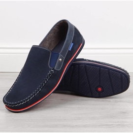 Mocassins de couro masculinos deslizam em azul marinho Gregor azul-marinho 1