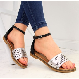 Sandálias femininas com rebites preto e prata Filippo 1