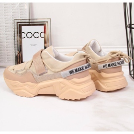 Sneakers com sola grossa Velcro bege Navy Dot 2