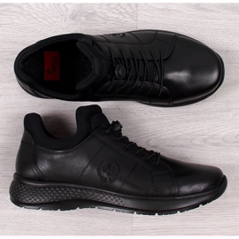 Sapatos casuais masculinos de couro preto Rieker B7694-00 1