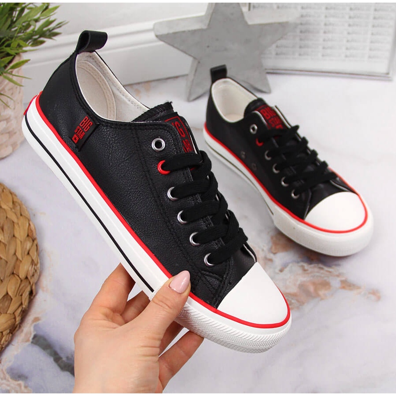 Tênis cano baixo preto de couro ecológico Big Star JJ274129 1