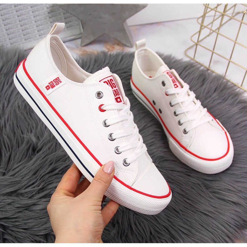 Tênis cano baixo branco de couro ecológico Big Star JJ274130 2