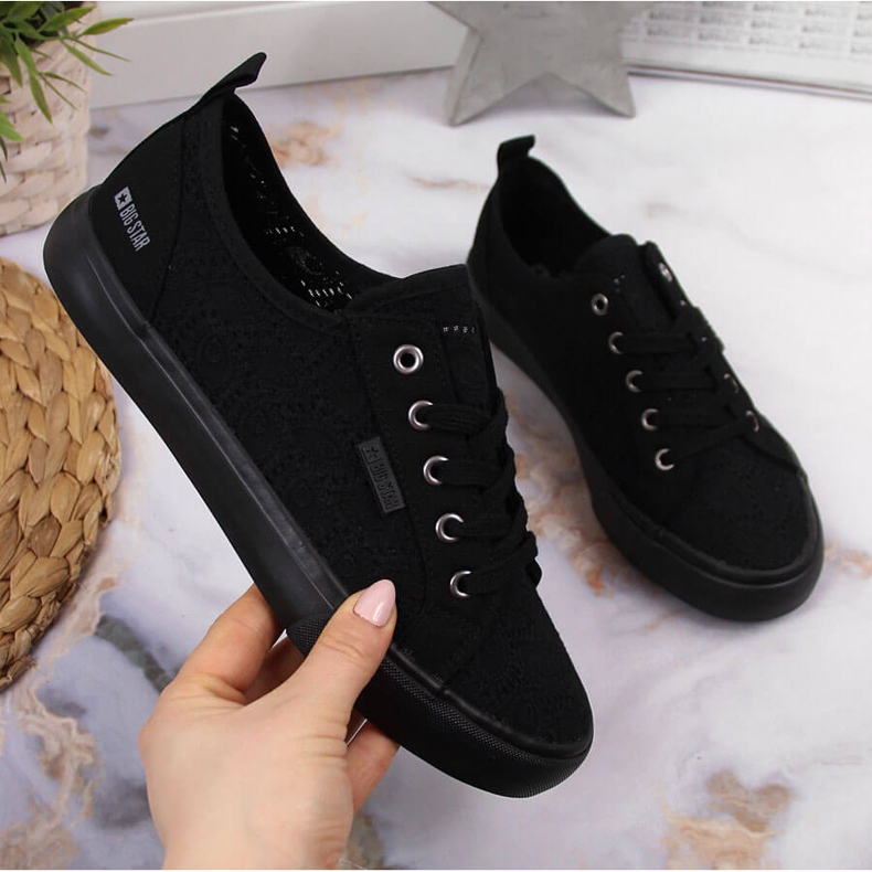 Tecido de renda de cano baixo preto Big Star JJ274064 1