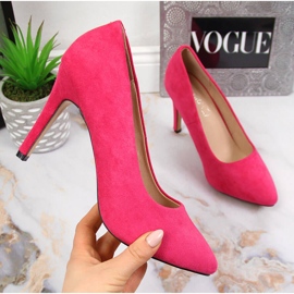 Sapatos de salto agulha em camurça fuchsia eVento rosa 1