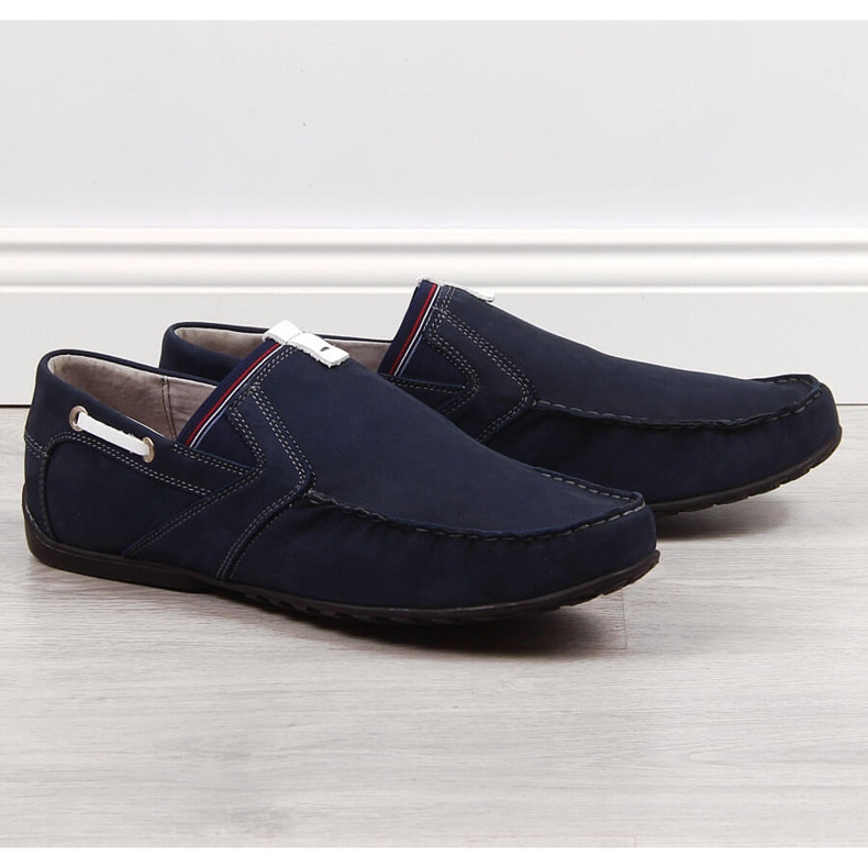 Mocassins de couro azul marinho para homem Łukbut 1800 azul-marinho 1