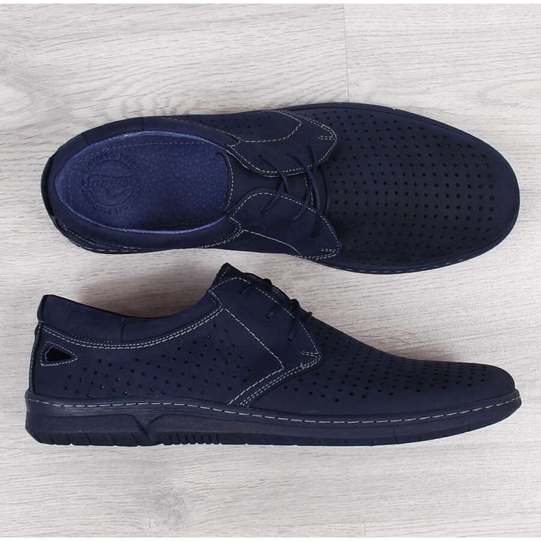 Sapatos de homem azul marinho vazado Łukbut 1447 azul-marinho 1