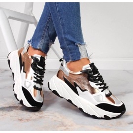 Tênis feminino na plataforma Potocki branca e dourada branco dourado 1