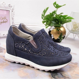 Sapatos esportivos femininos em uma cunha azul Jezzi 2