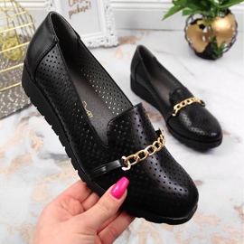 Sapatos femininos vazados com corrente, Jezzi preto 1