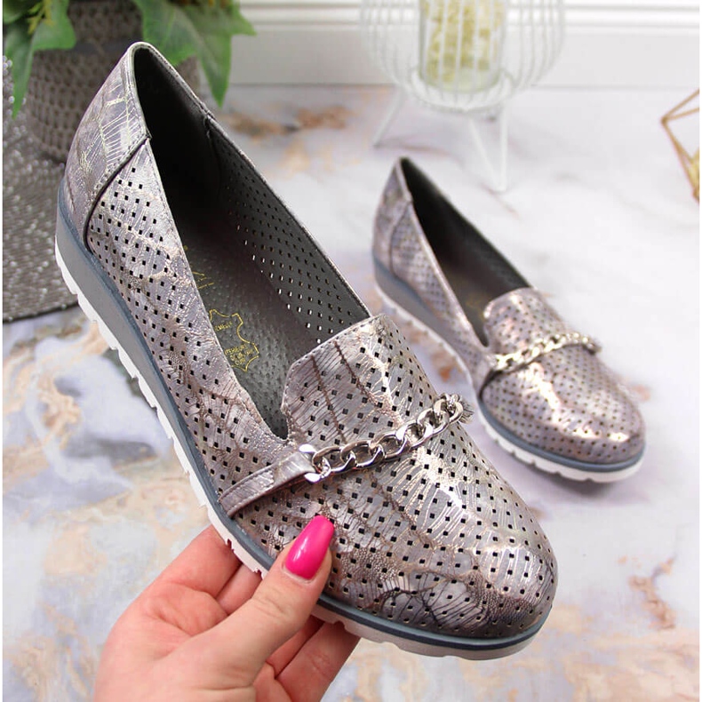 Sapatos femininos vazados com corrente Lavender Jezzi tolet multicolorido 1