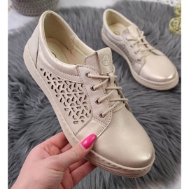 Sapatos femininos de couro confortáveis, dourados Helios 375 1