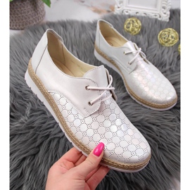 Sapatos de couro feminino confortáveis, prata Helios 401 2