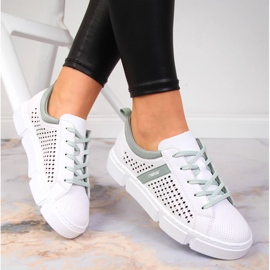 Sapatos femininos de couro vazado branco Rieker N5950-80 1