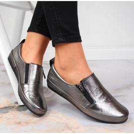 T.Sokolski Sapatos femininos de couro com zíper, prata T. Sokolski 1