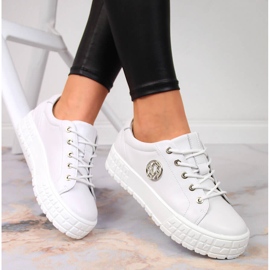 Sapato plataforma de couro para mulher branco Filippo 1