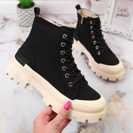 S.Barski Tênis feminino preto DA na plataforma 1