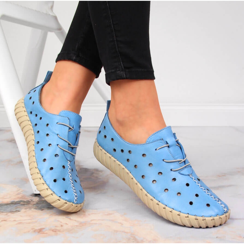 Sapatos de couro a céu aberto, conforto azul Artiker 1
