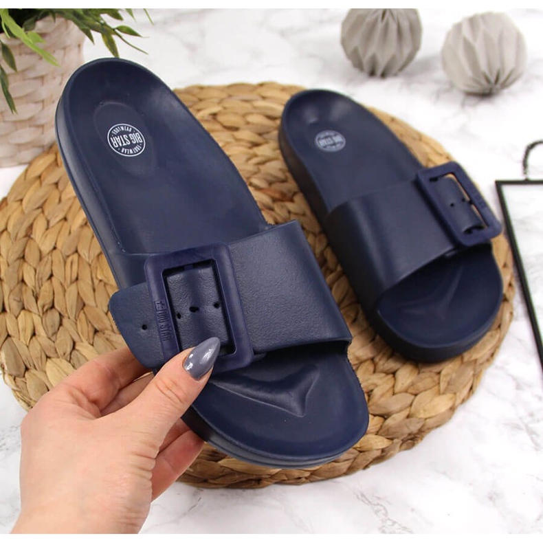 Chinelos de praia de espuma azul marinho feminino Big Star FF274A388 2