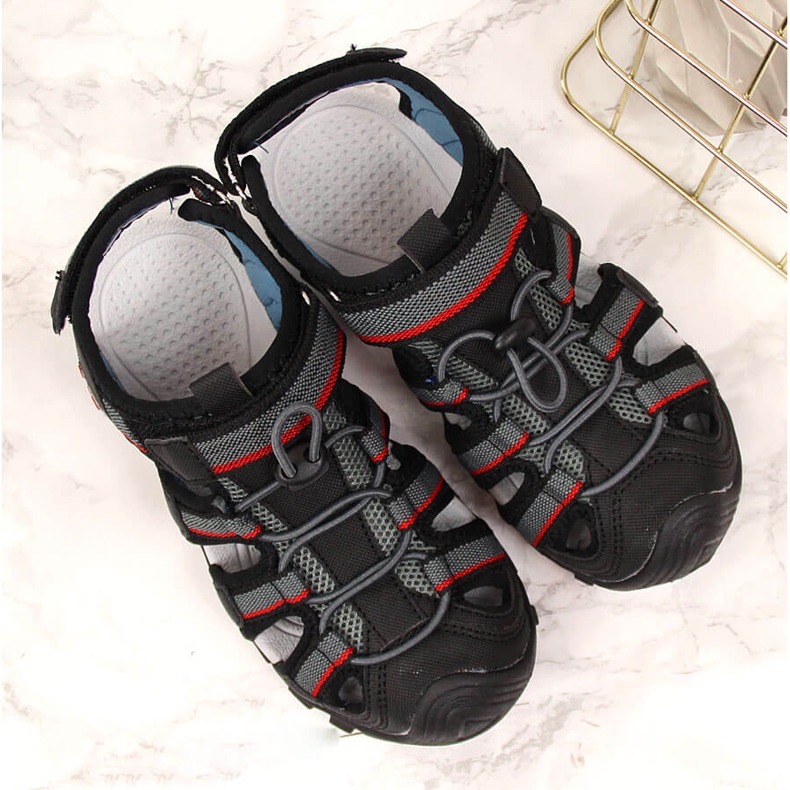 Sandálias de menino com velcro preto American Club 1