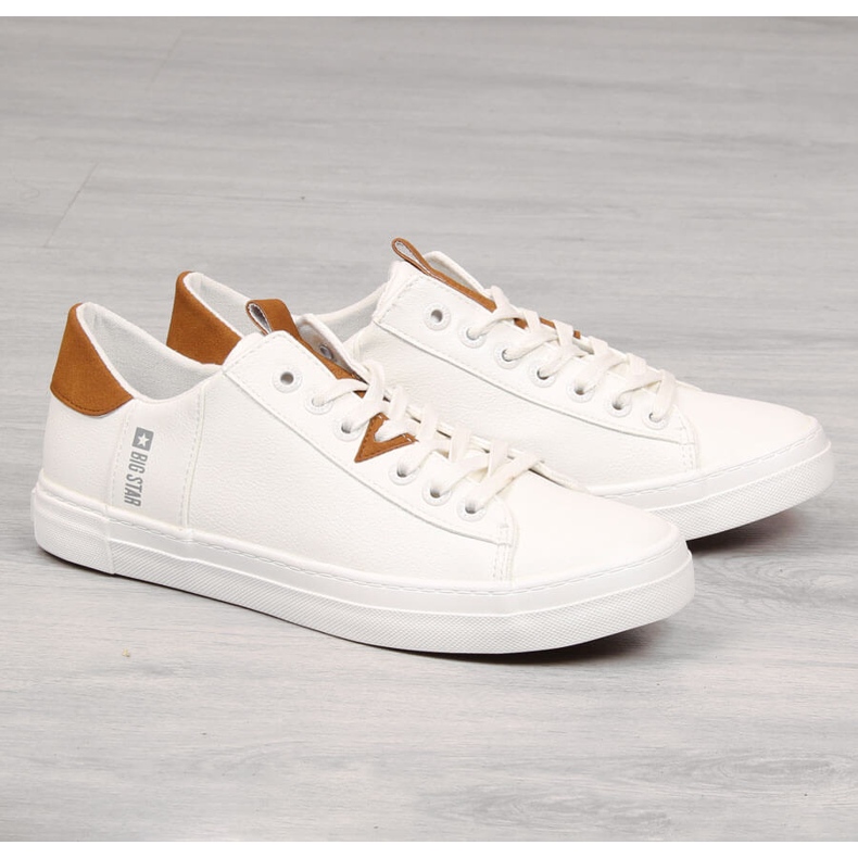 Tênis cano baixo de couro ecológico de homem branco Big Star GG174025 1
