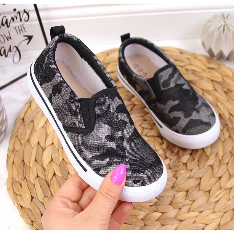 Tênis deslizar em chinelos para o jardim de infância, camuflagem preta Atletico preto 1