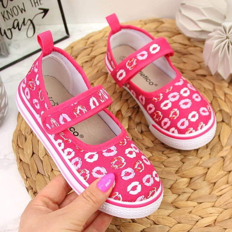 Sapatilhas de velcro para o jardim de infância rosa Atletico 1