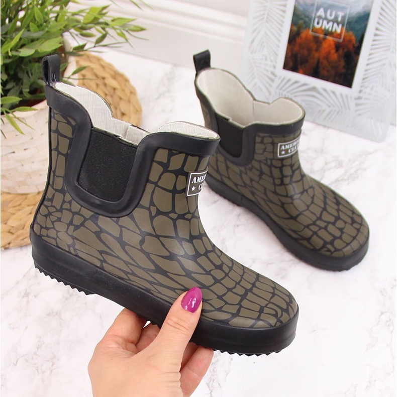 Galochas caqui para crianças do American Club verde 1