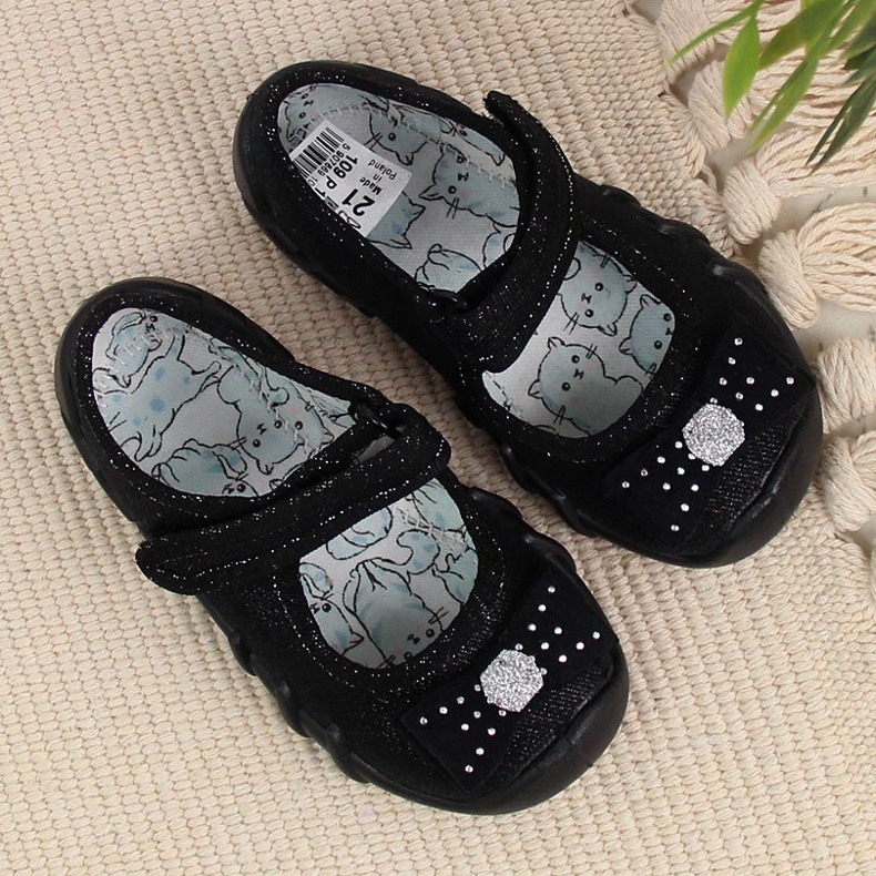 Sapatilhas de menina Befado pretas com velcro preto 2