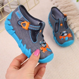 Chinelos de menino para jardim de infância, cinza e azul Befado 1