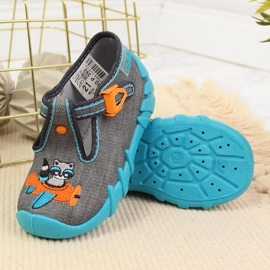 Chinelos de menino para jardim de infância, cinza e azul Befado 2