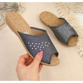 Chinelos de casa de mulher, biqueira aberta, Befado cinzento cinza 1