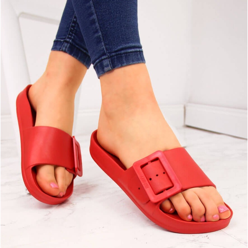 Chinelos de praia de espuma vermelha feminina Big Star FF274A385 vermelho 1