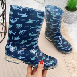 T.Sokolski Galochas dos meninos com tubarões azuis marinhos por T. Sokolski azul 1