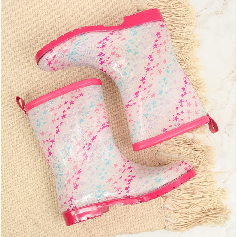 T.Sokolski Galochas femininas com estrelas brancas de T. Sokolski rosa multicolorido 2