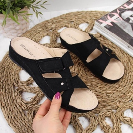 Chinelos de cunha pretos de mulher Vinceza 2