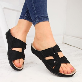 Chinelos de cunha pretos de mulher Vinceza 1