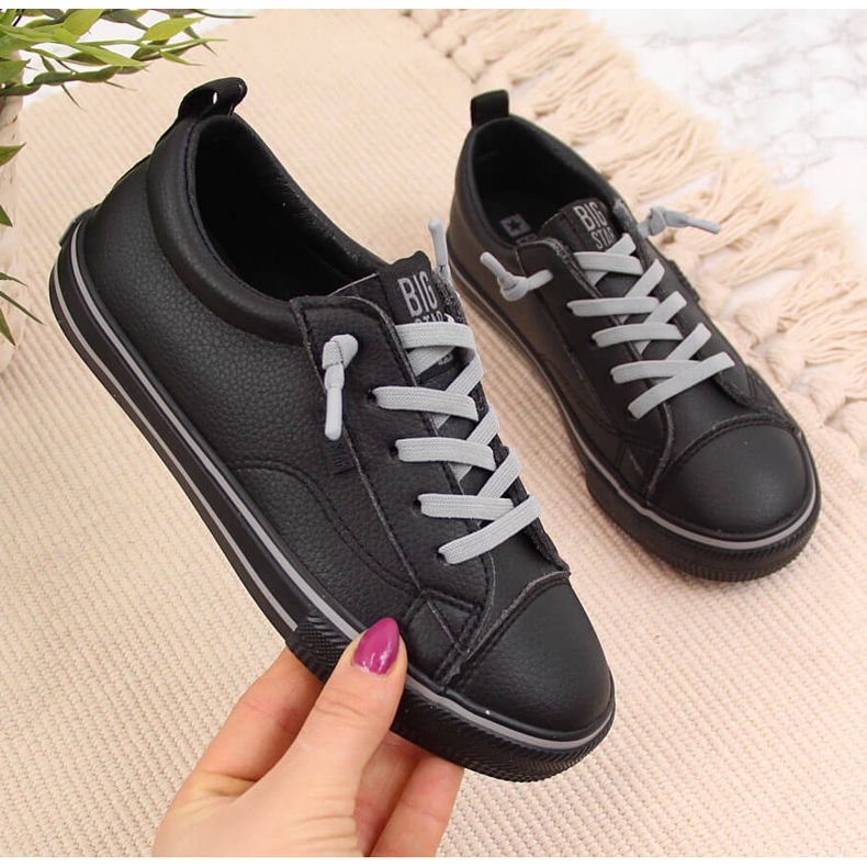 Cano baixo couro ecológico infantil Big Star HH374038 preto 1