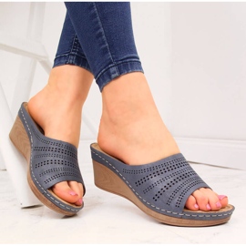 Chinelos de cunha Jezzi de mulher azul marinho azul-marinho 1