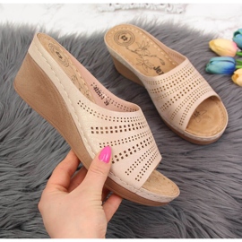 Chinelos Jezzi de cunha dourada de mulher dourado 2