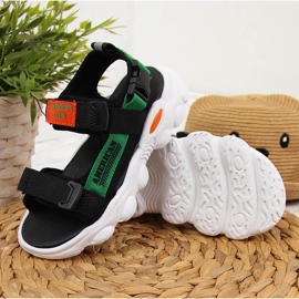 Sandálias de menino Black American Club com velcro preto verde 2