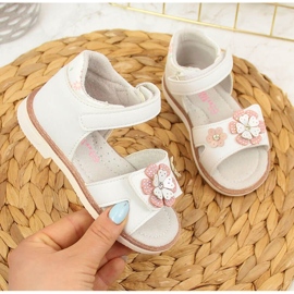 Sandálias brancas de velcro American Club para menina branco 1