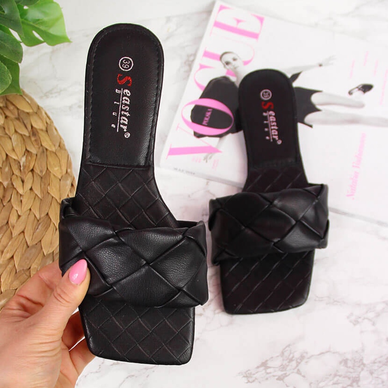 Chinelos femininos acolchoados Black Seastar preto 1