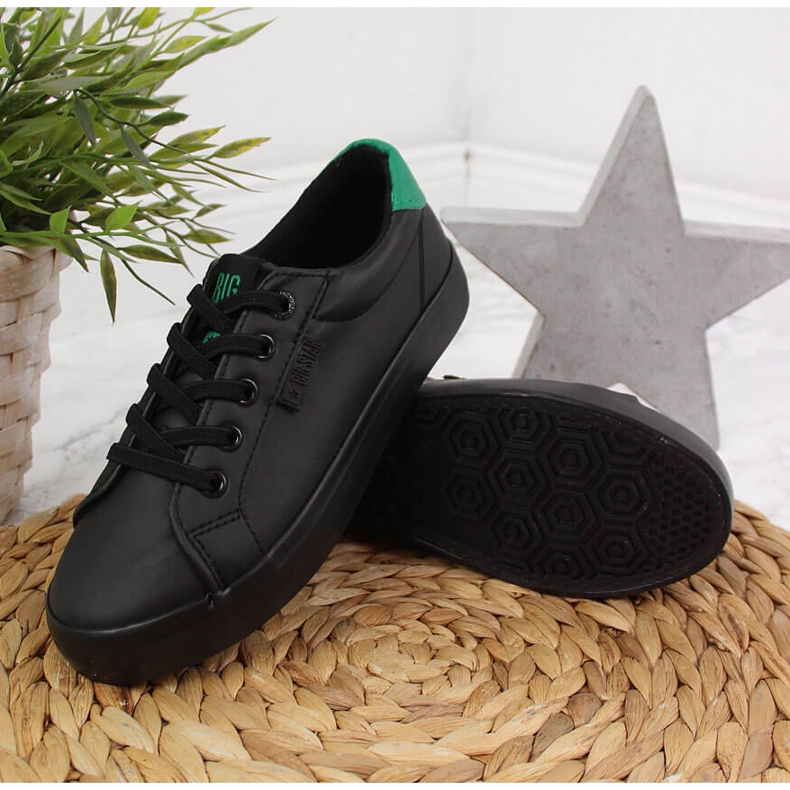 Tênis infantil baixo eco couro preto Big Star DD374147 2