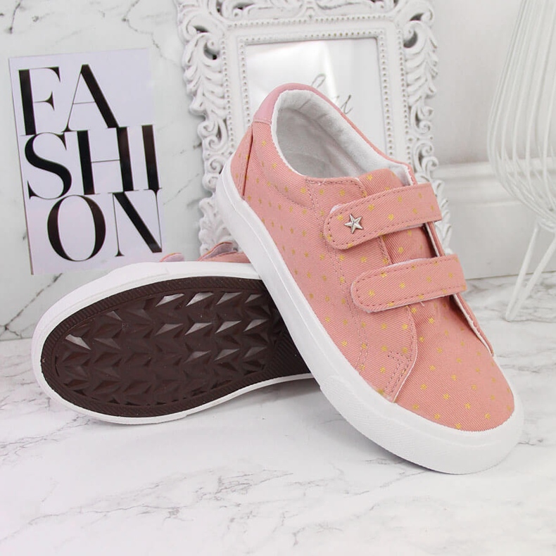 Atletico Ténis de menina com velcro rosa estrelas Atlético 2