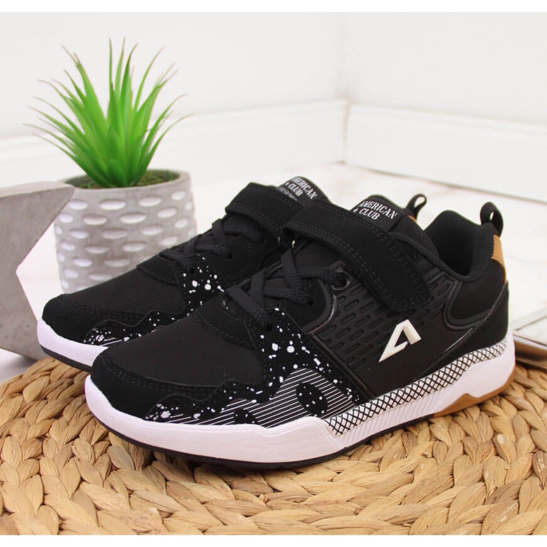 Tênis esportivo infantil Black American Club com velcro preto 2