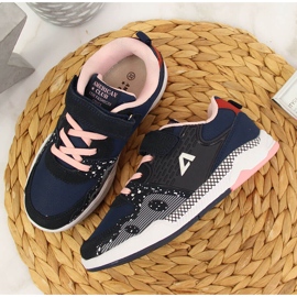 Sapatos desportivos de menina com velcro azul marinho American Club azul-marinho 2